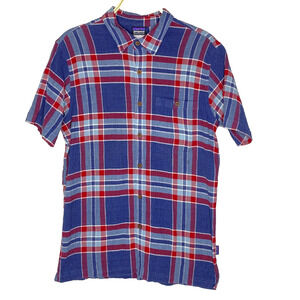 Patagonia Men's‎ Organic Cotton Plaid Button Down Short Sleeve Top Size M